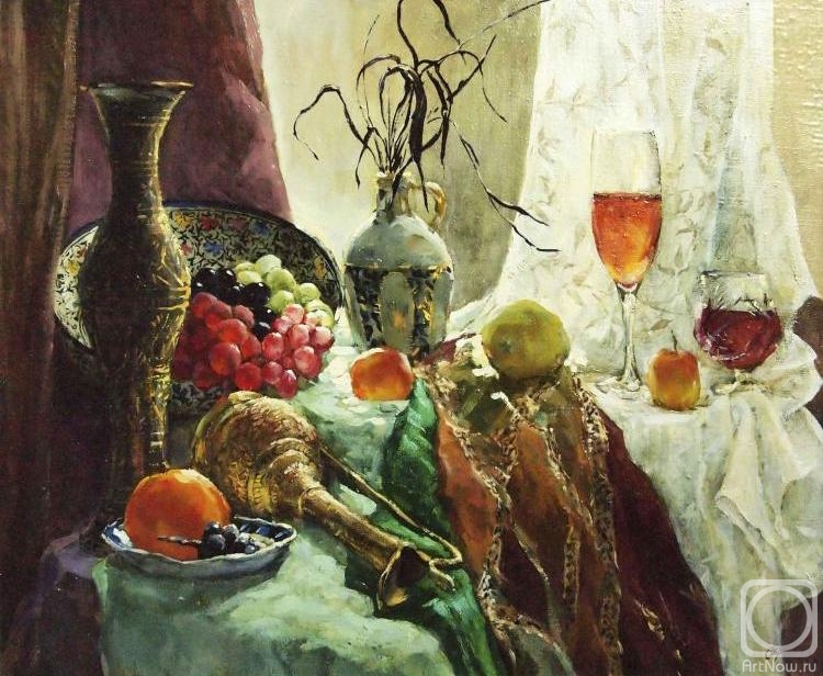 Stroev Mikhail. Oriental still-life with vases on a window