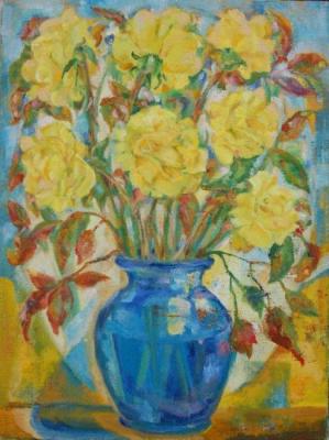 Still life with yellow roses