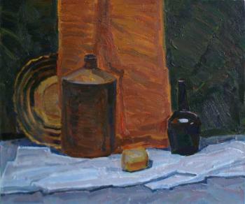 Still life with a glass bottle