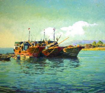 Chinese schooners at the pier. Rudnik Mihkail