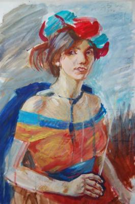 Girl in a carnival costume, from nature. Dobrovolskaya Gayane