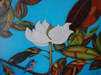 Magnolia and kingfisher. Himich Alla
