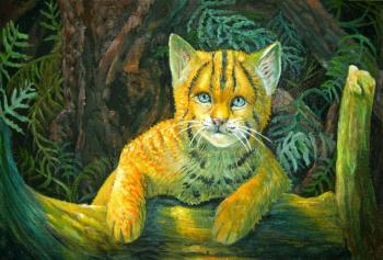 Wild forest cat cub