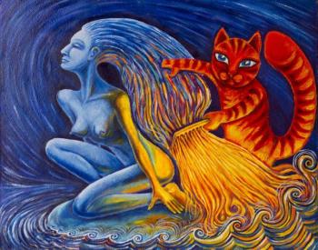 GoldHair's Girl & Cat (Naiv). Krivosheev Roman