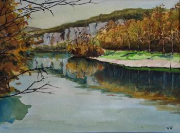 Autumn in Franche-Comte, the Loue river