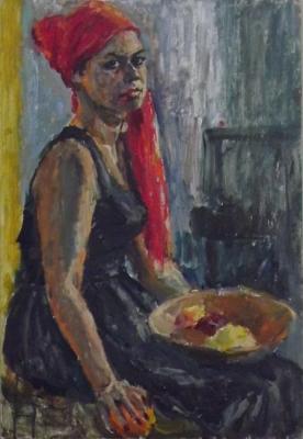 The girl with fruits