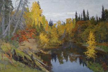 Autumn on taiga small river. Rubinsky Igor