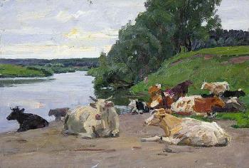 Cows (Sovietic Painting). Rubinsky Igor