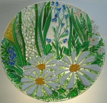 Great dish for the holiday table, "Dreams of Summer" glass fusing. Repina Elena