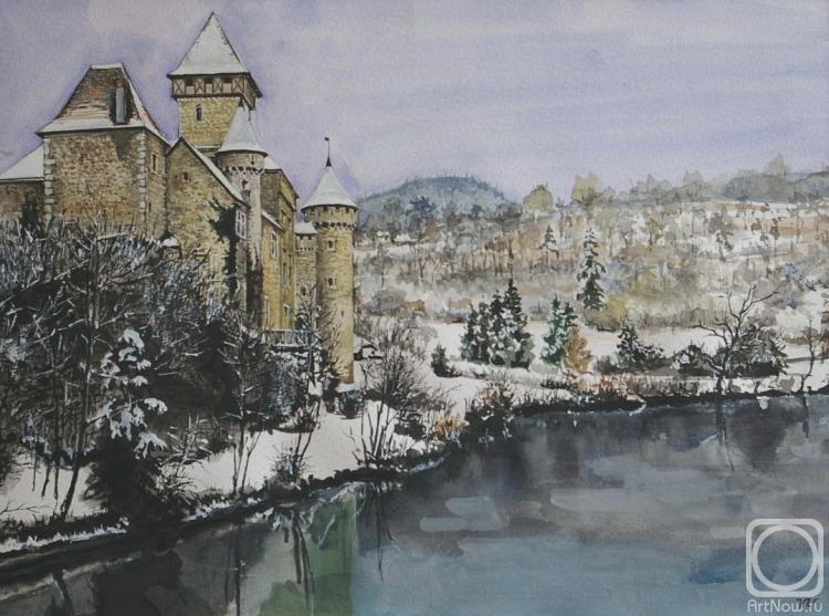 Udaltsov Vladimir. The valley of the Loue river. The castle Cleron in the winter