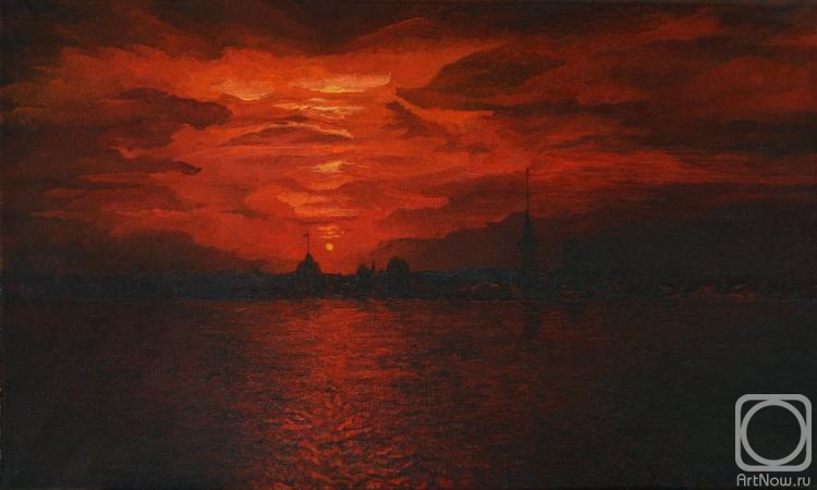 Dementiev Alexandr. Fiery sunset above Petropavlovka