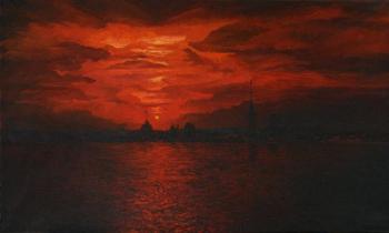 Fiery sunset above Petropavlovka. Dementiev Alexandr