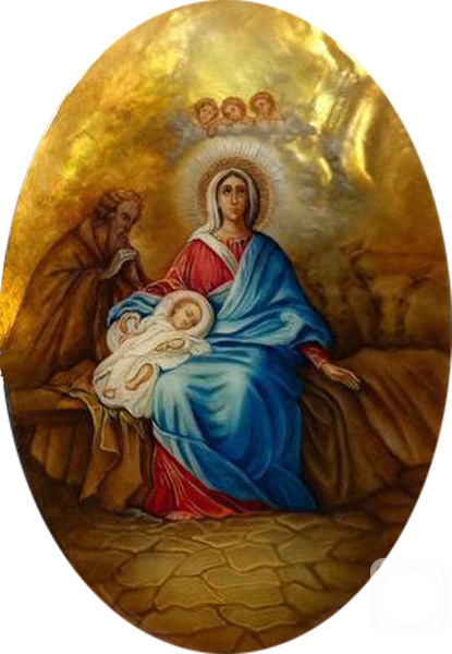 Sidikova Anna. Icon on mother-of-pearl "Nativity of Christ"