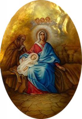 Icon on mother-of-pearl "Nativity of Christ" (). Sidikova Anna