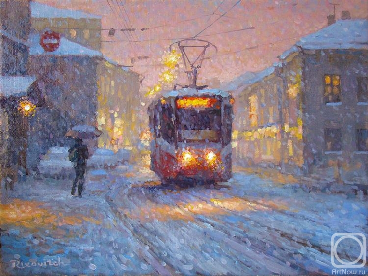 Volkov Sergey. Pink twilight on Pokrovsk the boulevard