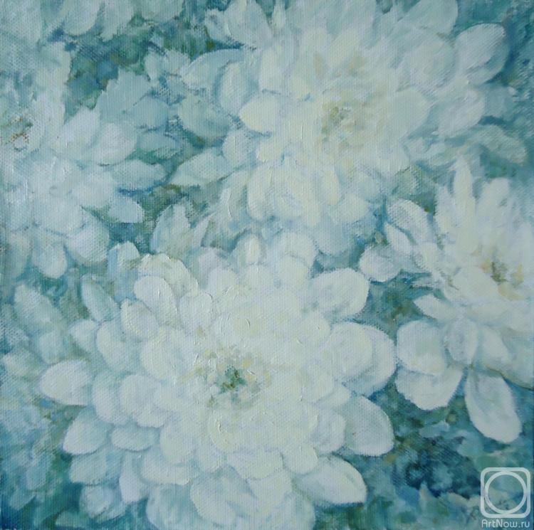 Volkova Tatiana. Chrysanthemums. White and blue