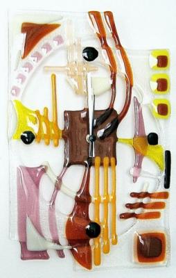 Wall clock made &#8203;&#8203;of glass "Abstraction" fusing