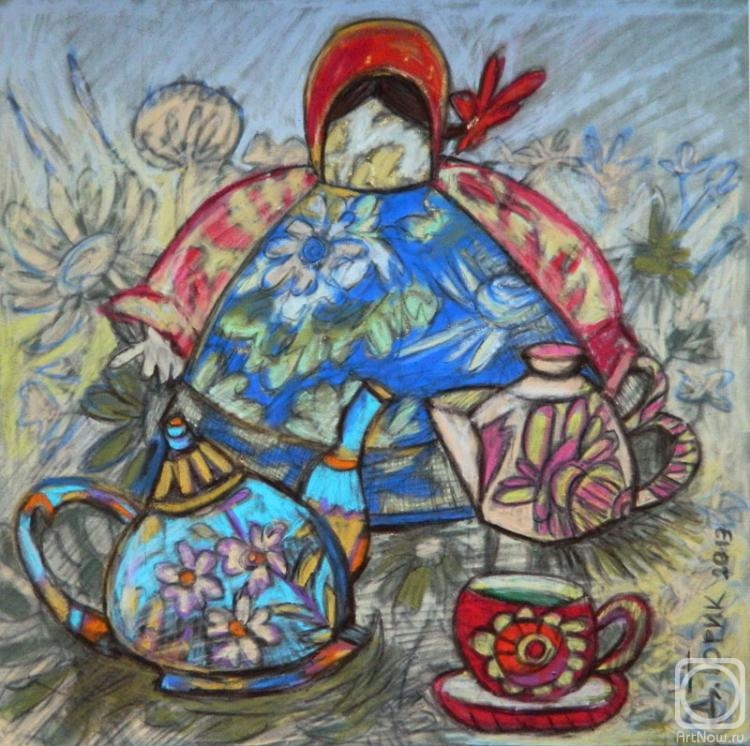 Torik-Hurmatova Dilara. Green tea and baba on a kettle