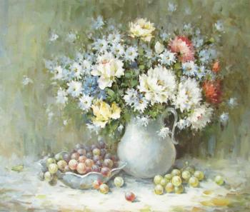 Bouquet in a white vase. Somova Oksana