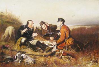 Copy of the painting by V.G. Perov "Hunters at the Halt". Matveev Mihail