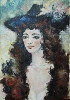 Portrait of a woman in a black hat. Kyrskov Svjatoslav