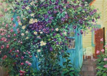 Roses and clematis (). Vyrvich Valentin