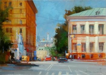 Sun, summer, heat, July. Yauzsky Boulevard, Kolokol'ny Lane (The Historic City Center). Shalaev Alexey