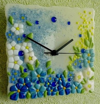 Wall clock "June" glass fusing. Repina Elena