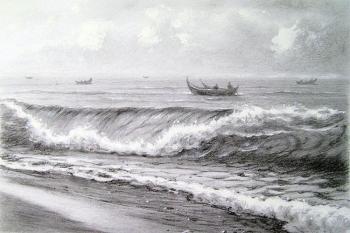Fishing boats in the Pacific Ocean. Kulagin Oleg