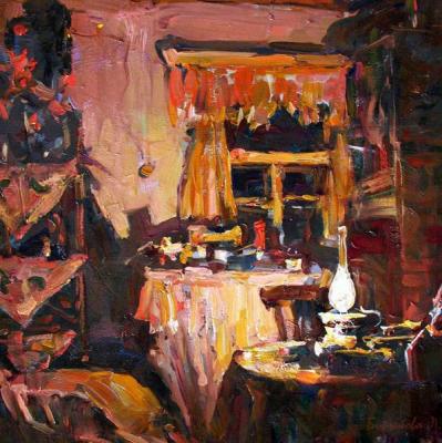 Evening in the hut (fragment)
