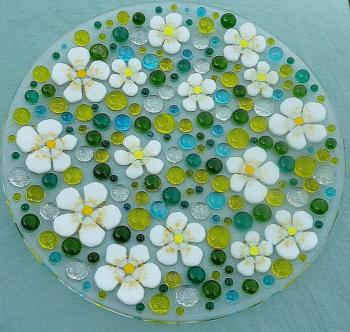 Glass dish for the holiday table, "Rosa Meadow" fusing. Repina Elena
