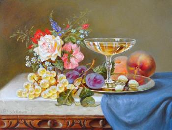 Still Life with Fruit and Flowers (Hazelnuts). Biryukova Lyudmila