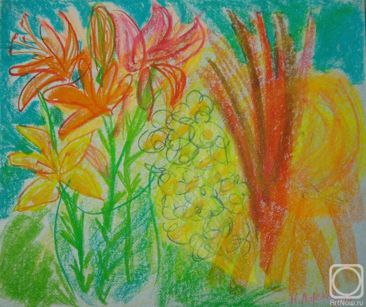 Larskaya Nataliya. Lilies, daisies and sun