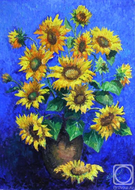 Konturiev Vaycheslav. Sunflowers on blue