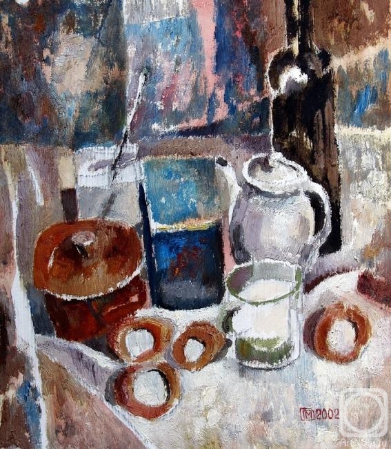 Makeev Sergey. Still life with bagels. 2002
