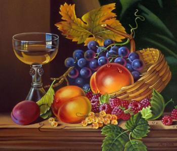 Still life with a glass of white wine