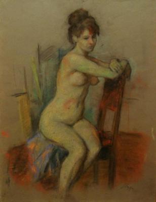Seated snaded model. Gordon Gregory