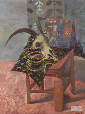 Still-life with a colorful scarf. Eryshev Vladimir