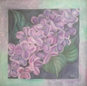 Batik-scarf "Lonely branch of lilac...". Moskvina Tatiana