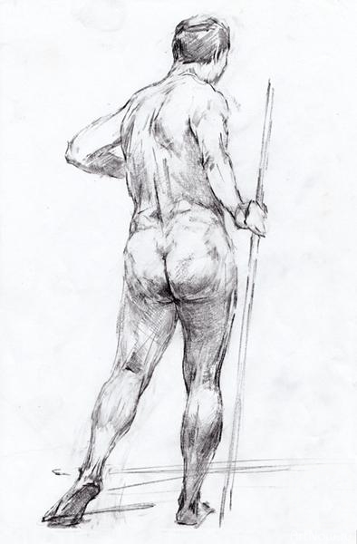 Shegol George. Sketch of the sitter from the back