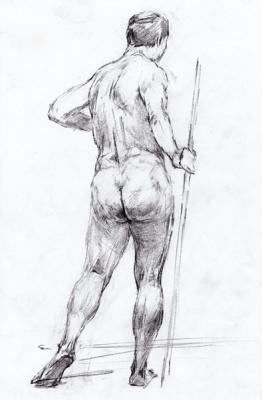 Sketch of the sitter from the back
