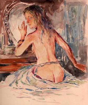 In front of the mirror. Shegol George