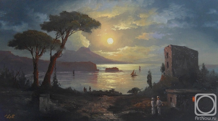 Ilin Maxim. The Bay of Naples in a moonlight night