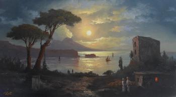 The Bay of Naples in a moonlight night