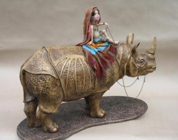 Rider on the Rhino (Rhinoceros And A Little Girl). Yargin Sergey