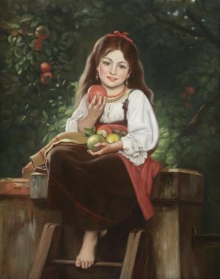 Girl with apples