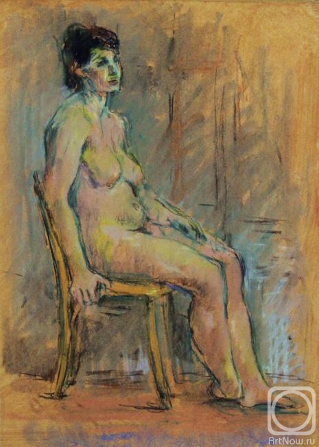 Rubinshtein David. Ndented model sitting on a chair