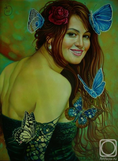 Kharabadze Teimuraz. woman rose and butterfly
