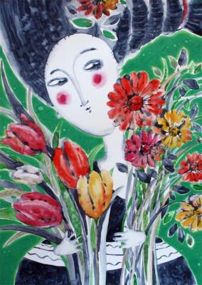 Girl with flowers. Kochurova Irina