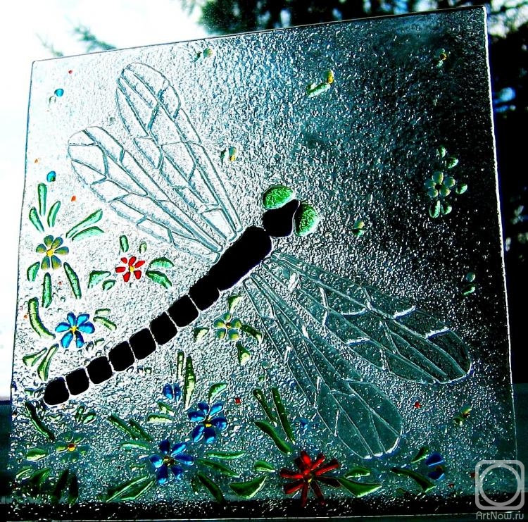 Repina Elena. Decorative panel "Dragonfly" glass fusing